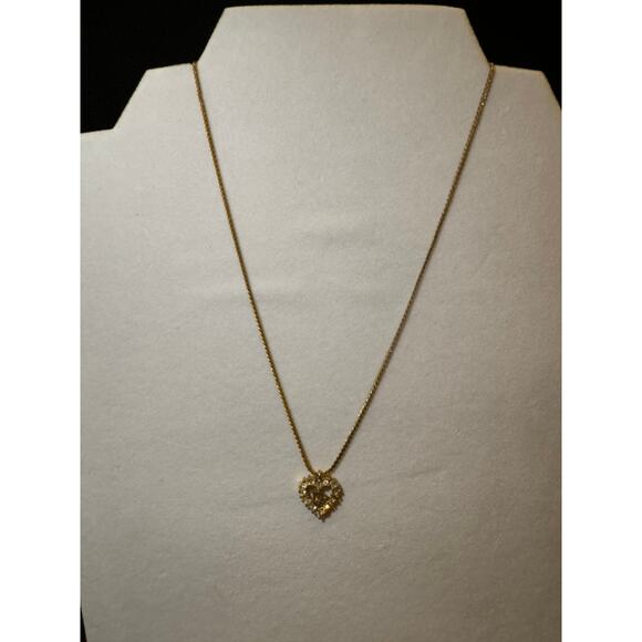 Christian Dior Heart Rhinestone Necklace Gold Plated*Beautiful w/Velvet Gift Box - Picture 10 of 10